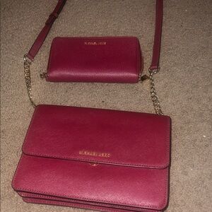 Michael Kors Deep Burgundy Crossbody Bag and Wallet